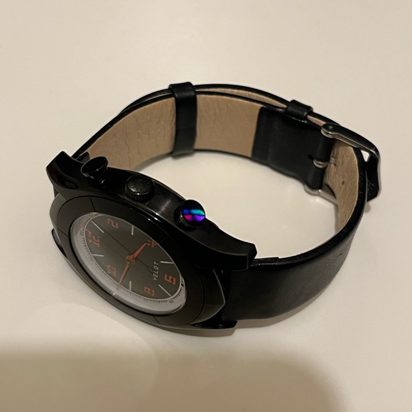 Veldt Mens hybrid Black Quartz Watch Leather Strap - Picture 4 of 11